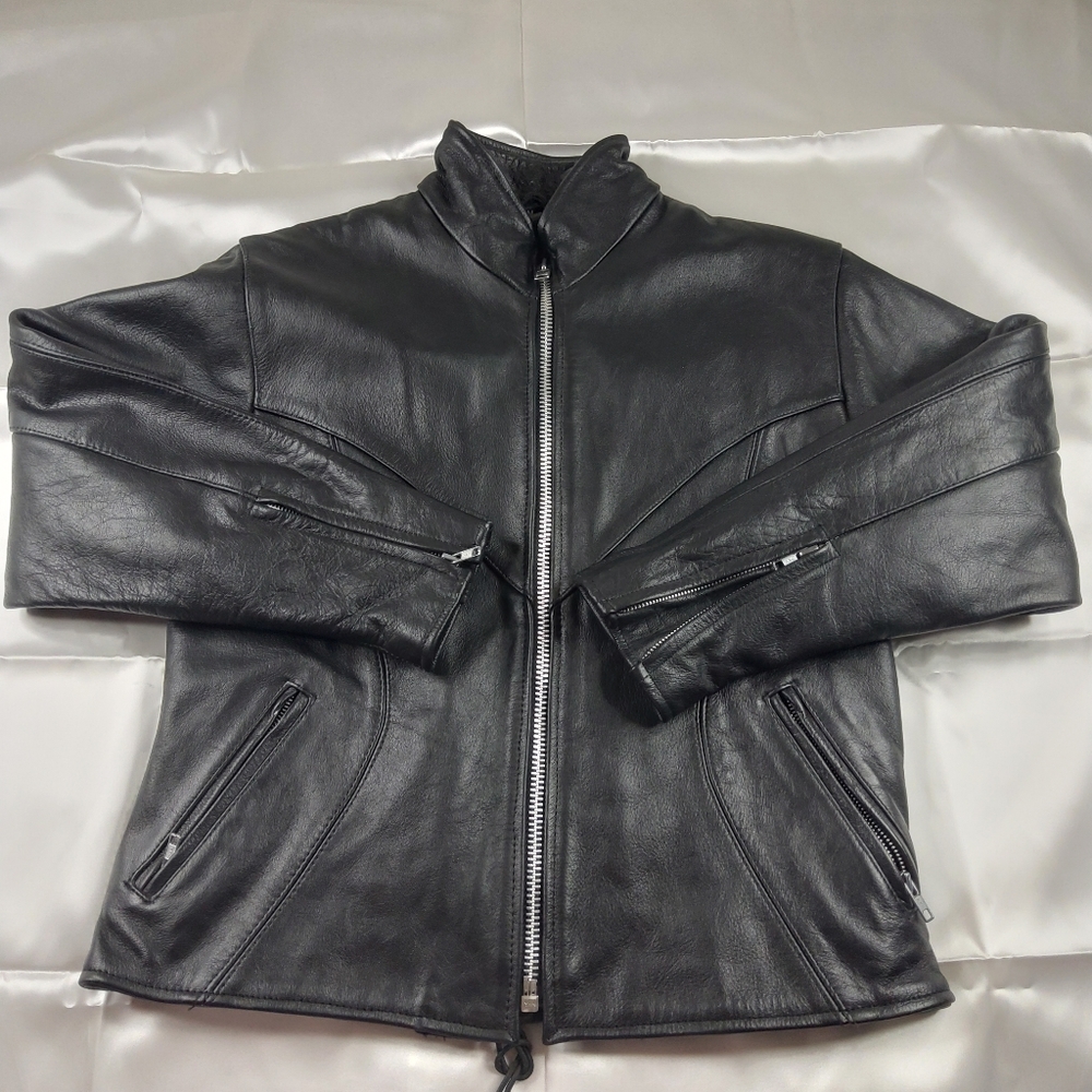 Women's Interstate Black Leather Jacket Insulated Removable Quilted Liner